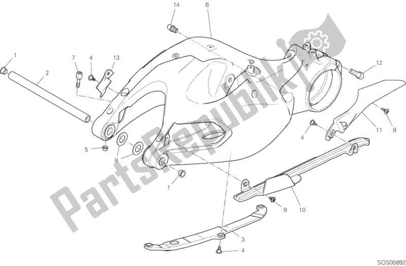 All parts for the Swing Arm of the Ducati Multistrada 1260 ABS 2019